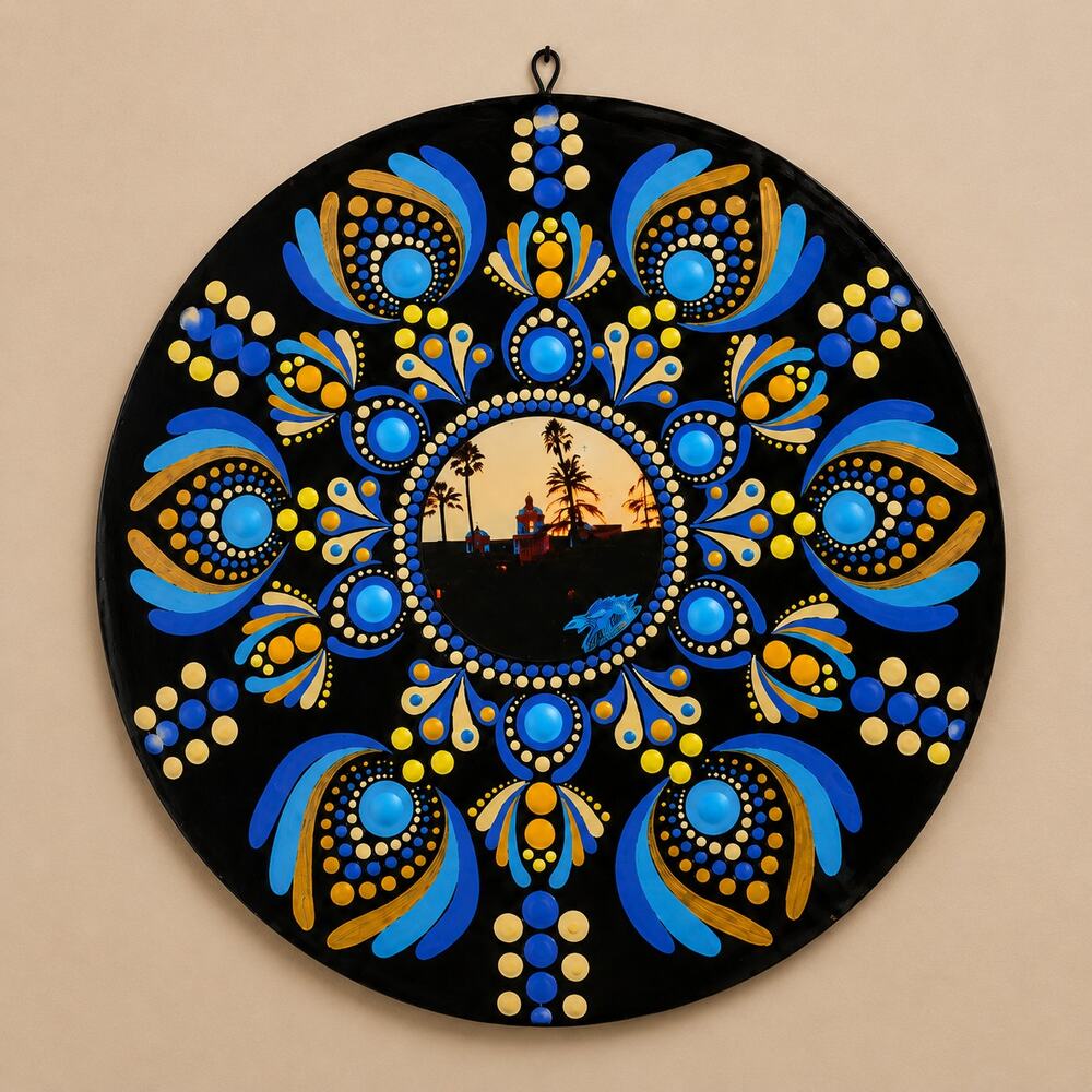 Hand-Painted Eagles Inspired Dot Mandala Vinyl Record Wall Art 10" Boho Decor